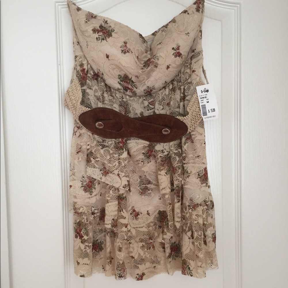 BRAND NEW! Floral Lacey layered dress w/ belt